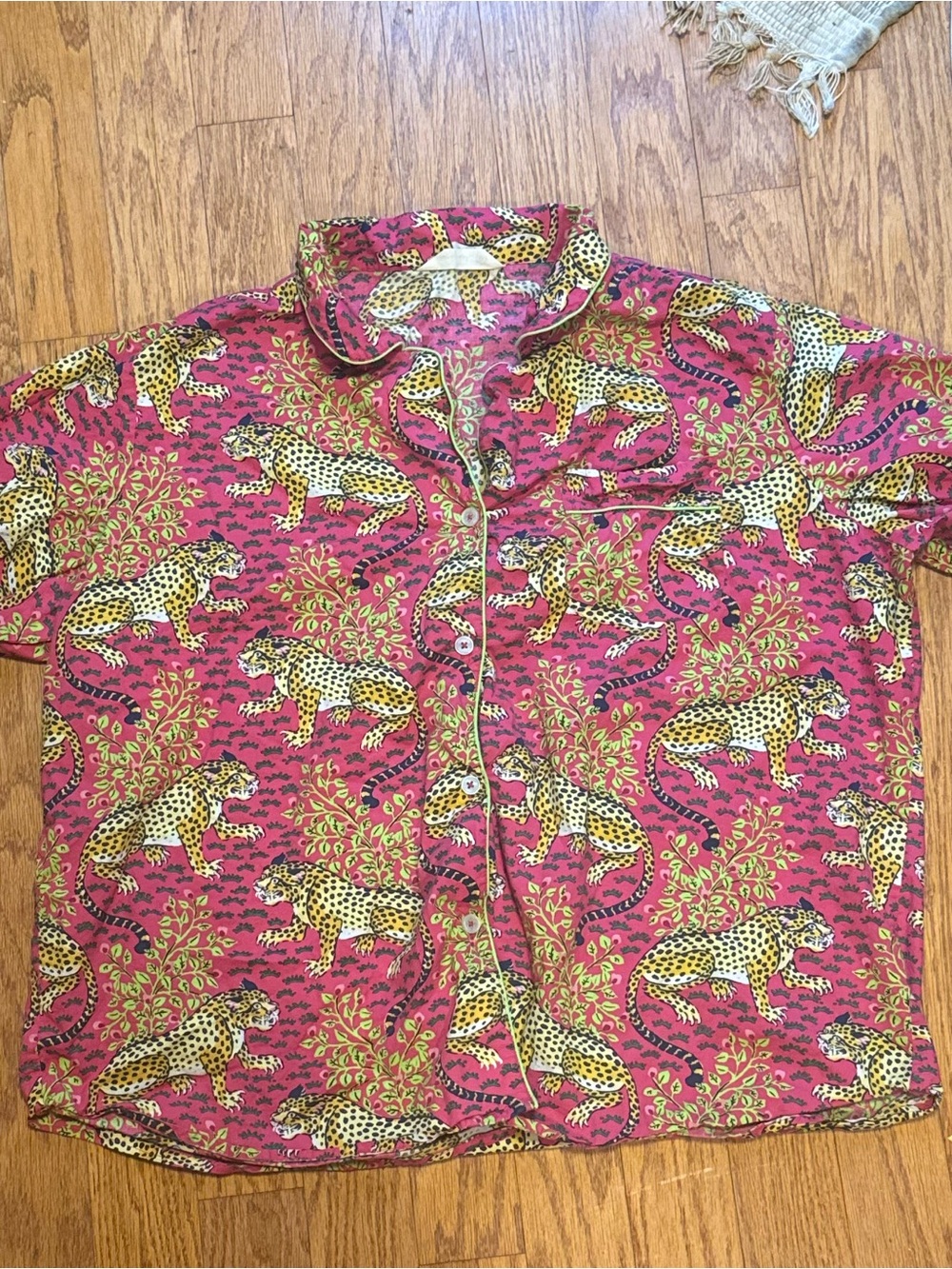 Printfresh Bagheera hot pink leopard cotton pajama top size 3X
